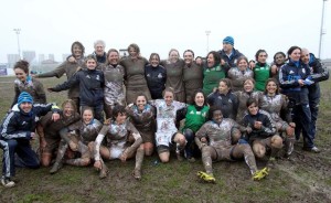 Sei Nazioni Femminile, Rovato 02/02/2013, Italia v Francia, le azzurre festeggiano a fine partita foto by fotosportit